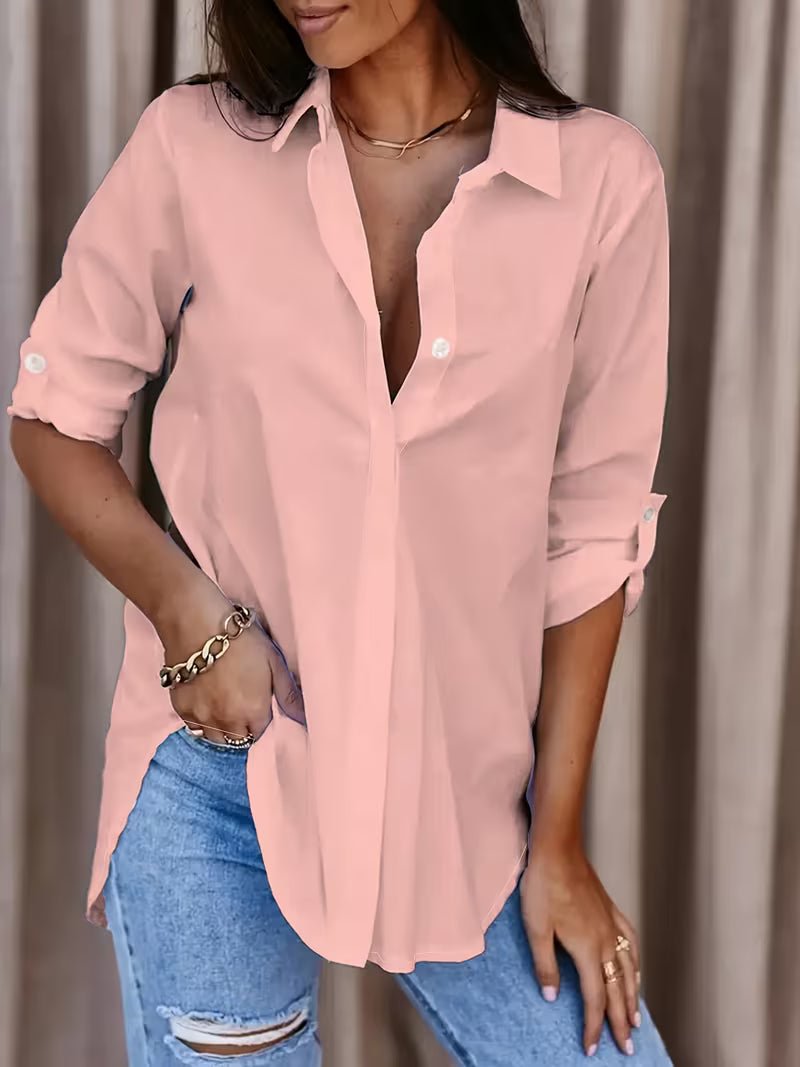 Women's Oversized Chiffon Blouse - Pink
