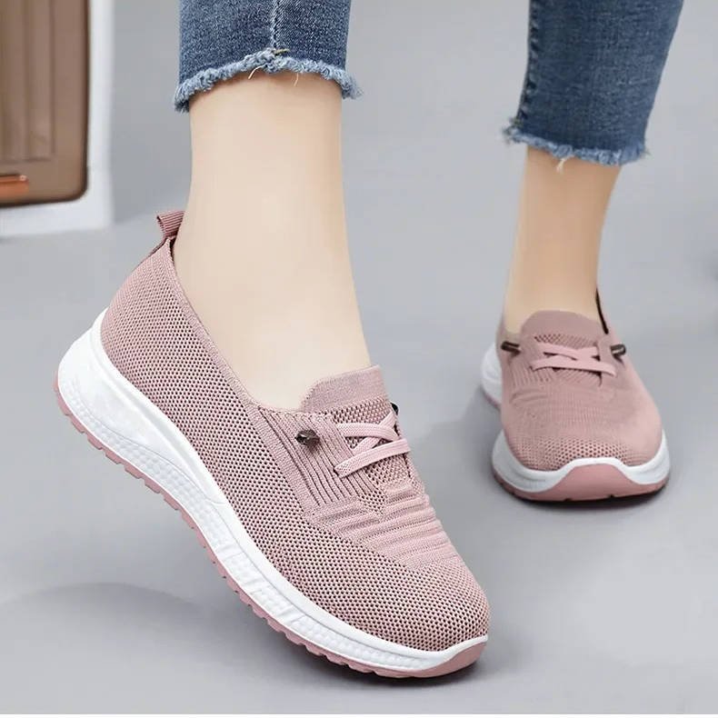 Women's Slip-On Knit Platform Trainers - Pink