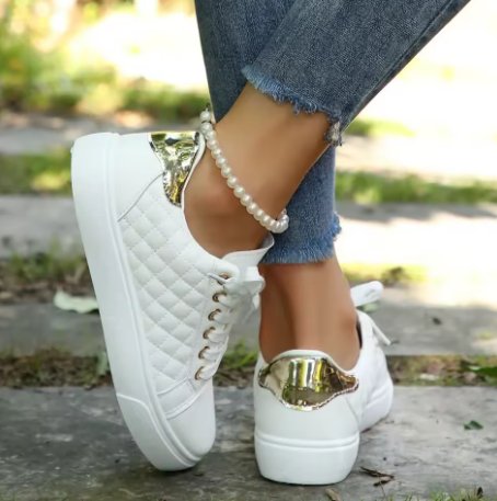 Women's Faux Leather Platform Lace-Up Trainers