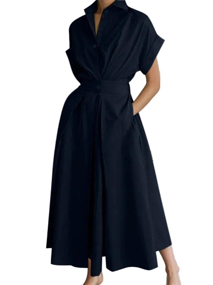 Women's Midi Shirt Dress - Dark Blue