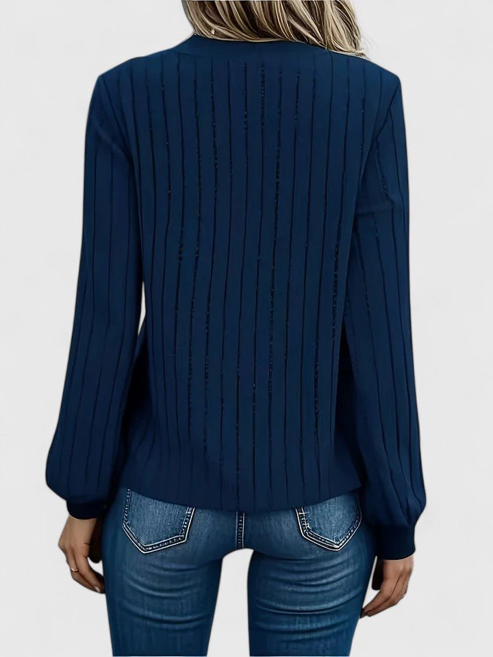 Women's Knit Ribbed V-Neck Jumper