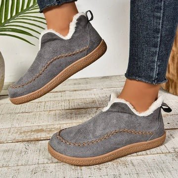 Women's Suede Winter Ankle Boots - Gray