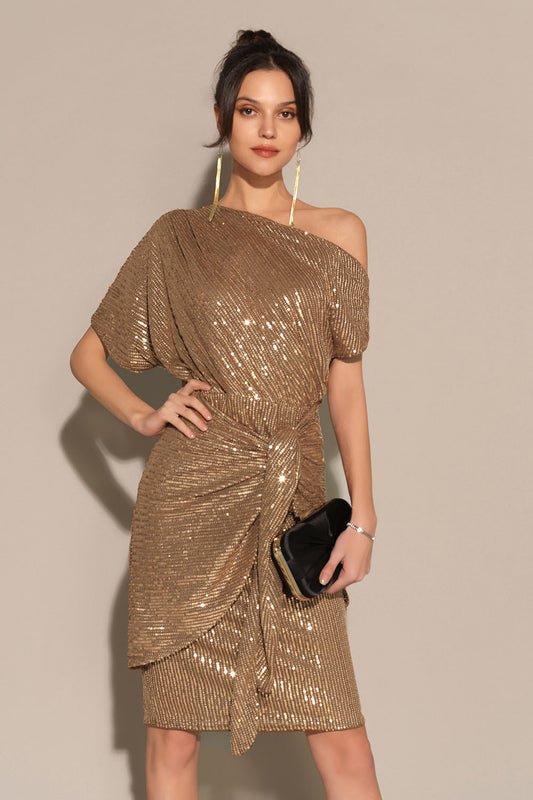 Women's Bodycon Cocktail Knit Dress - Brown