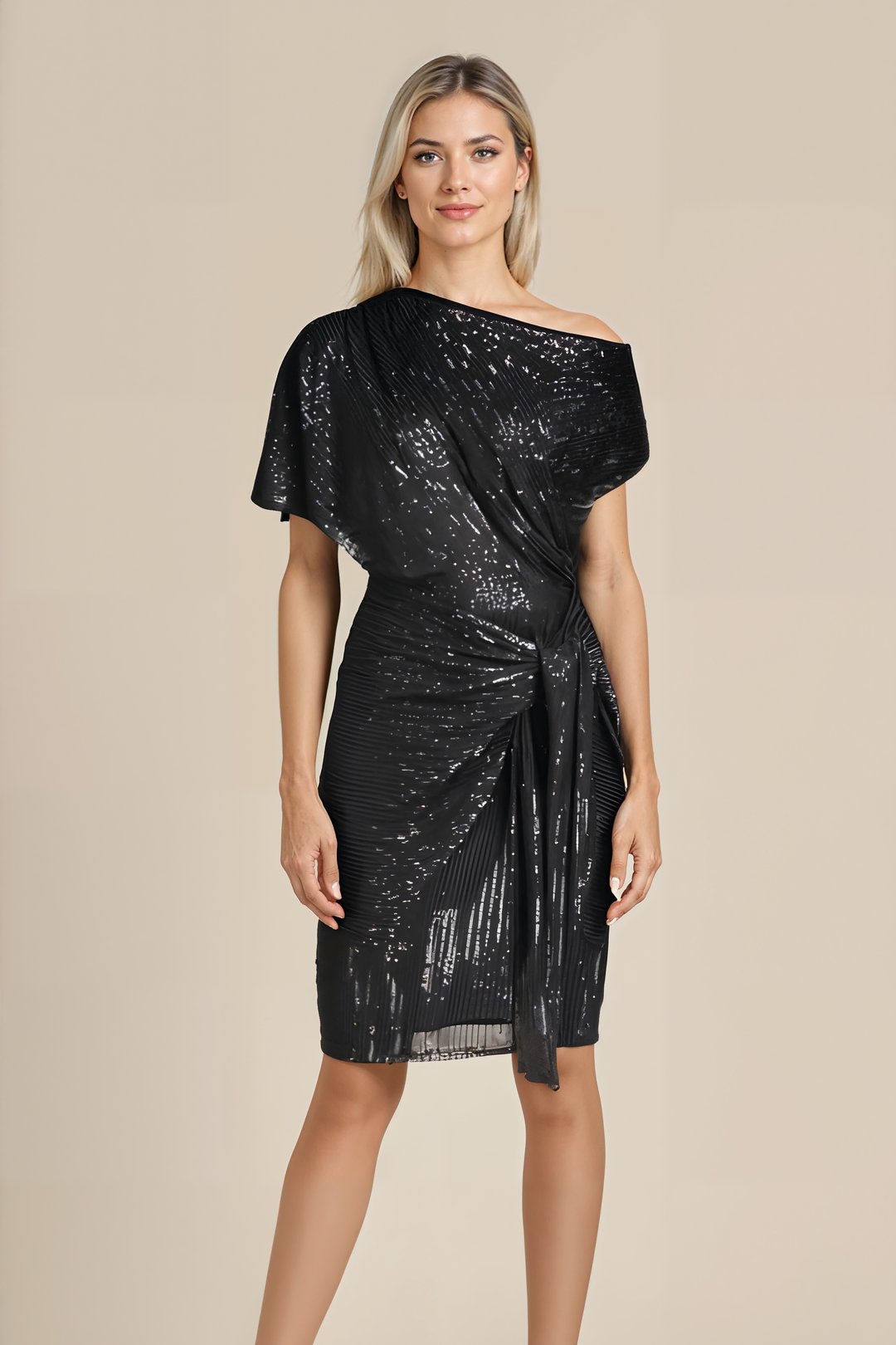 Women's Bodycon Cocktail Knit Dress - Black
